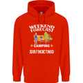 Camping Weekend Forecast Funny Alcohol Beer Mens 80% Cotton Hoodie Bright Red
