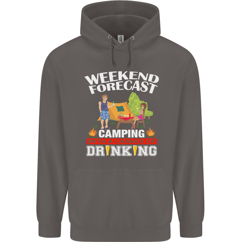Camping Weekend Forecast Funny Alcohol Beer Mens 80% Cotton Hoodie Charcoal