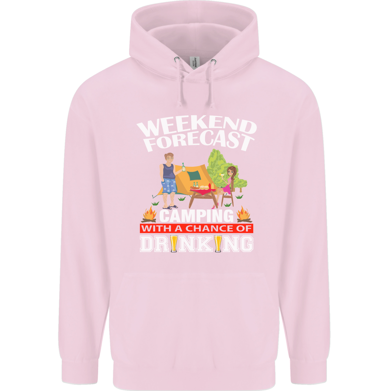 Camping Weekend Forecast Funny Alcohol Beer Mens 80% Cotton Hoodie Light Pink