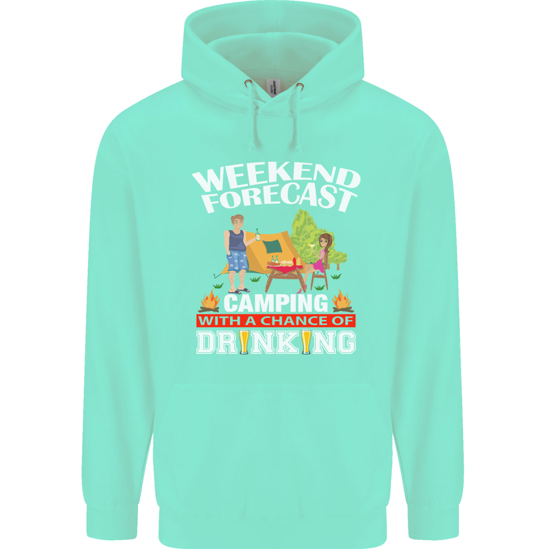 Camping Weekend Forecast Funny Alcohol Beer Mens 80% Cotton Hoodie Peppermint