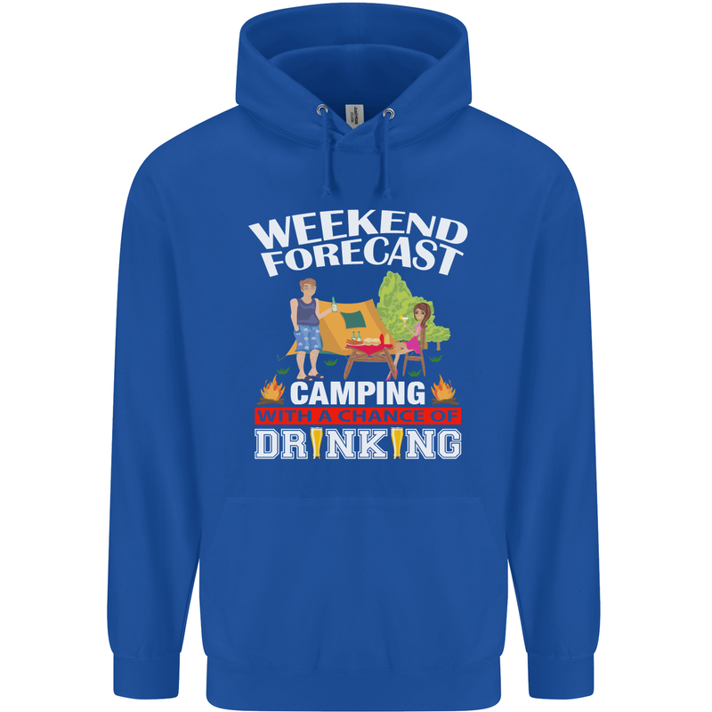 Camping Weekend Forecast Funny Alcohol Beer Mens 80% Cotton Hoodie Royal Blue