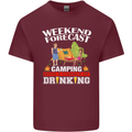 Camping Weekend Forecast Funny Alcohol Beer Mens Cotton T-Shirt Tee Top Maroon