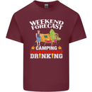 Camping Weekend Forecast Funny Alcohol Beer Mens Cotton T-Shirt Tee Top Maroon