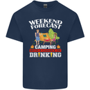 Camping Weekend Forecast Funny Alcohol Beer Mens Cotton T-Shirt Tee Top Navy Blue