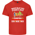 Camping Weekend Forecast Funny Alcohol Beer Mens Cotton T-Shirt Tee Top Red