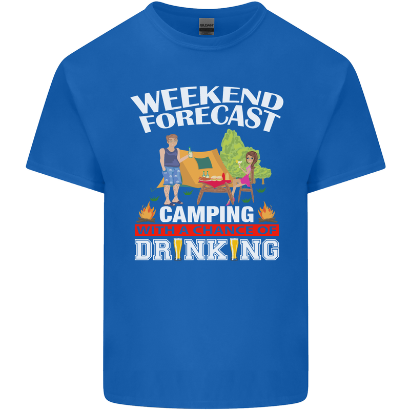 Camping Weekend Forecast Funny Alcohol Beer Mens Cotton T-Shirt Tee Top Royal Blue