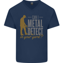 Can I Metal Detect Funny Detecting Detector Mens V-Neck Cotton T-Shirt Navy Blue