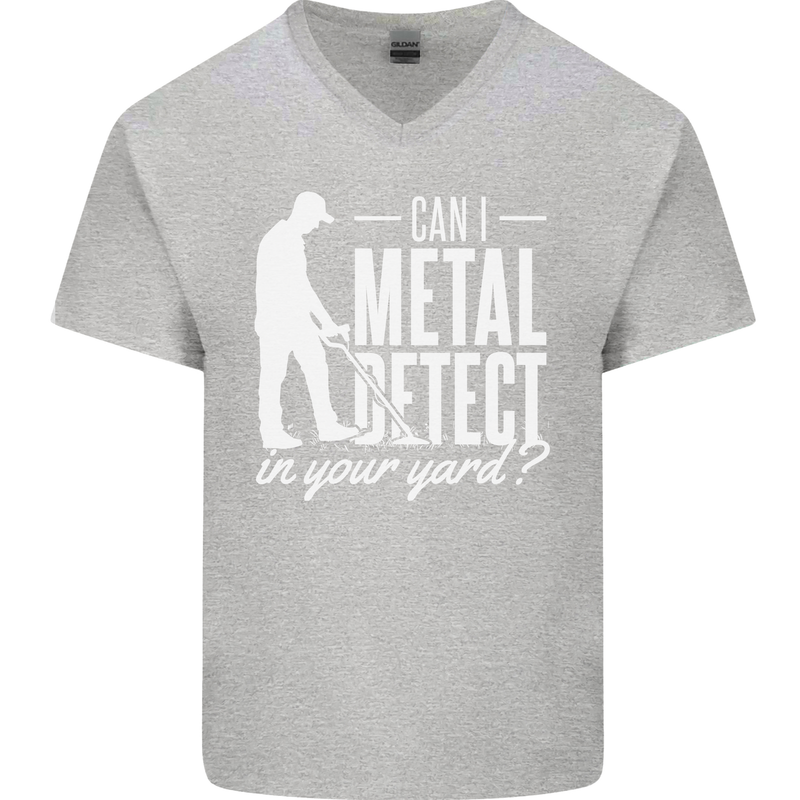 Can I Metal Detect In Your Yard Detecting Mens V-Neck Cotton T-Shirt Sports Grey