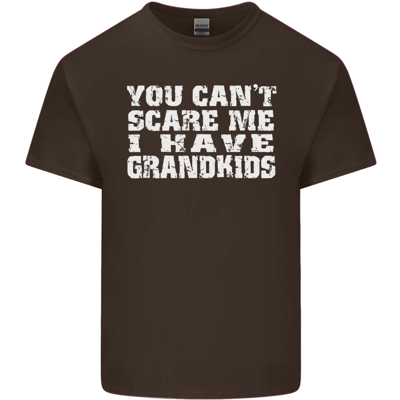 Can't Scare Me Grandkids Grandparent's Day Mens Cotton T-Shirt Tee Top Dark Chocolate