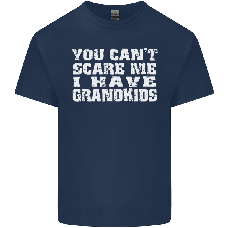 Can't Scare Me Grandkids Grandparent's Day Mens Cotton T-Shirt Tee Top Navy Blue