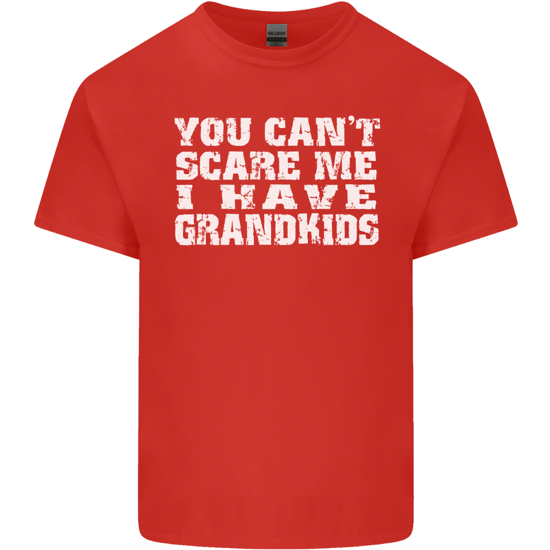 Can't Scare Me Grandkids Grandparent's Day Mens Cotton T-Shirt Tee Top Red