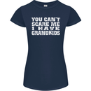 Can't Scare Me Grandkids Grandparent's Day Womens Petite Cut T-Shirt Navy Blue