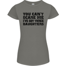 Can't Scare Me Three Daughters Father's Day Womens Petite Cut T-Shirt Charcoal