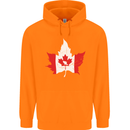 Canadian Maple Leaf Flag Canada Beaver Mens 80% Cotton Hoodie Orange