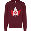Canadian Maple Leaf Flag Canada Beaver Mens Sweatshirt Jumper Maroon