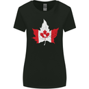 Canadian Maple Leaf Flag Canada Beaver Womens Wider Cut T-Shirt Black