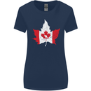 Canadian Maple Leaf Flag Canada Beaver Womens Wider Cut T-Shirt Navy Blue