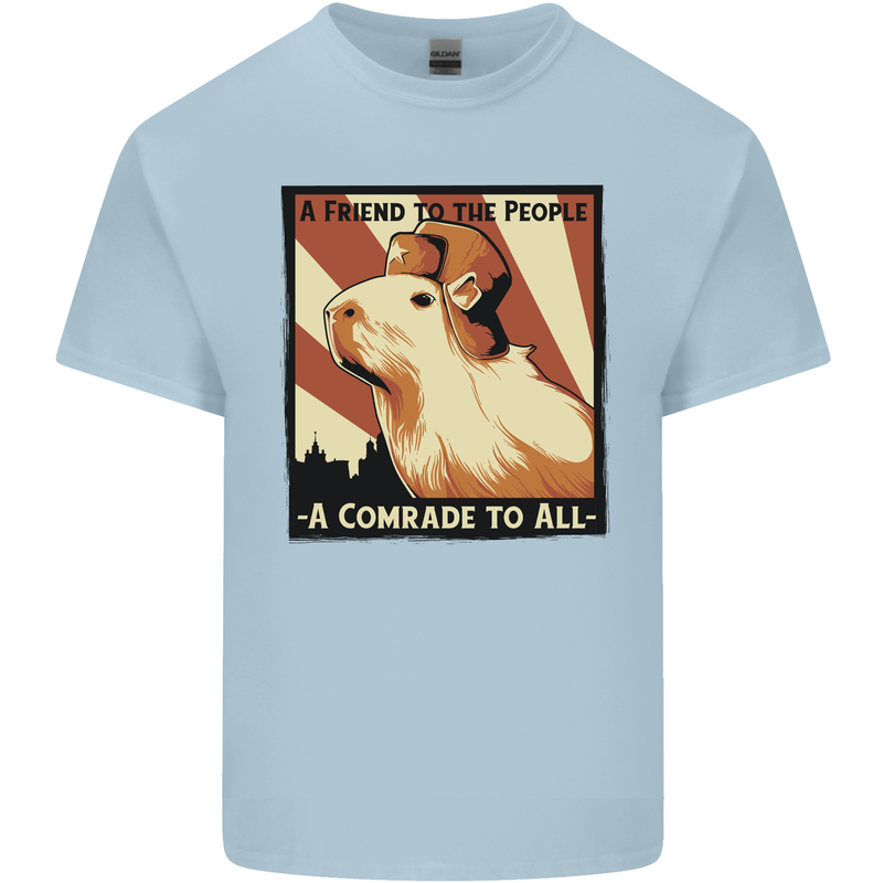 Capybara Comrade Mens Cotton T-Shirt Tee Top Light Blue