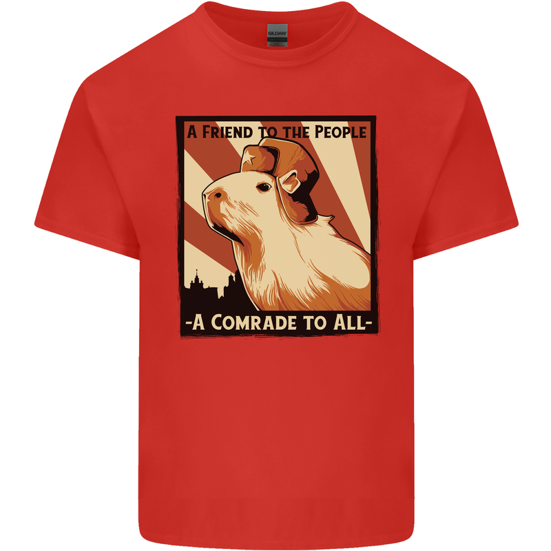 Capybara Comrade Mens Cotton T-Shirt Tee Top Red