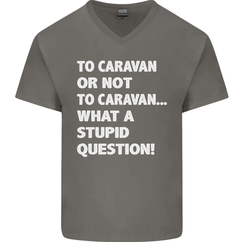 Caranan or Not to? What a Stupid Question Mens V-Neck Cotton T-Shirt Charcoal