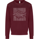 Carp Lines Fishing Fisherman Fish Angling Kids Sweatshirt Jumper Maroon