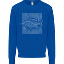 Carp Lines Fishing Fisherman Fish Angling Kids Sweatshirt Jumper Royal Blue