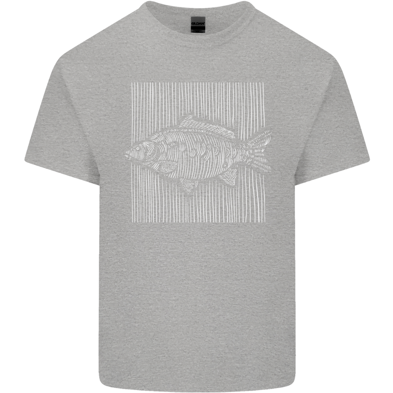 Carp Lines Fishing Fisherman Fish Angling Kids T-Shirt Childrens Sports Grey
