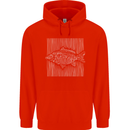 Carp Lines Fishing Fisherman Fish Angling Mens 80% Cotton Hoodie Bright Red