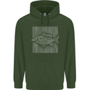 Carp Lines Fishing Fisherman Fish Angling Mens 80% Cotton Hoodie Forest Green