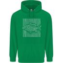 Carp Lines Fishing Fisherman Fish Angling Mens 80% Cotton Hoodie Irish Green