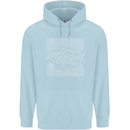 Carp Lines Fishing Fisherman Fish Angling Mens 80% Cotton Hoodie Light Blue