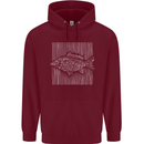 Carp Lines Fishing Fisherman Fish Angling Mens 80% Cotton Hoodie Maroon
