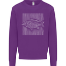 Carp Lines Fishing Fisherman Fish Angling Mens Sweatshirt Jumper Purple