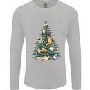Cat Christmas Tree Mens Long Sleeve T-Shirt Sports Grey