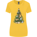 Cat Christmas Tree Womens Wider Cut T-Shirt Yellow