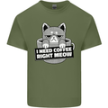 Cat I Need Coffee Right Meow Funny Mens Cotton T-Shirt Tee Top Military Green