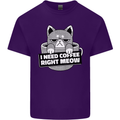 Cat I Need Coffee Right Meow Funny Mens Cotton T-Shirt Tee Top Purple