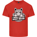 Cat I Need Coffee Right Meow Funny Mens Cotton T-Shirt Tee Top Red