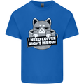 Cat I Need Coffee Right Meow Funny Mens Cotton T-Shirt Tee Top Royal Blue