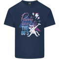 Cat Purrty Like It's the 80's Mens Cotton T-Shirt Tee Top Navy Blue