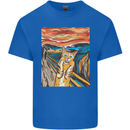Cat Scream Painting Parody Mens Cotton T-Shirt Tee Top Royal Blue