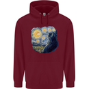Cat Vangogh Funny Feline Painting Childrens Kids Hoodie Maroon