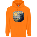Cat Vangogh Funny Feline Painting Childrens Kids Hoodie Orange