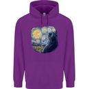 Cat Vangogh Funny Feline Painting Childrens Kids Hoodie Purple