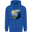 Cat Vangogh Funny Feline Painting Childrens Kids Hoodie Royal Blue