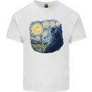 Cat Vangogh Funny Feline Painting Mens Cotton T-Shirt Tee Top White