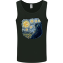 Cat Vangogh Funny Feline Painting Mens Vest Tank Top Black