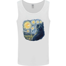 Cat Vangogh Funny Feline Painting Mens Vest Tank Top White