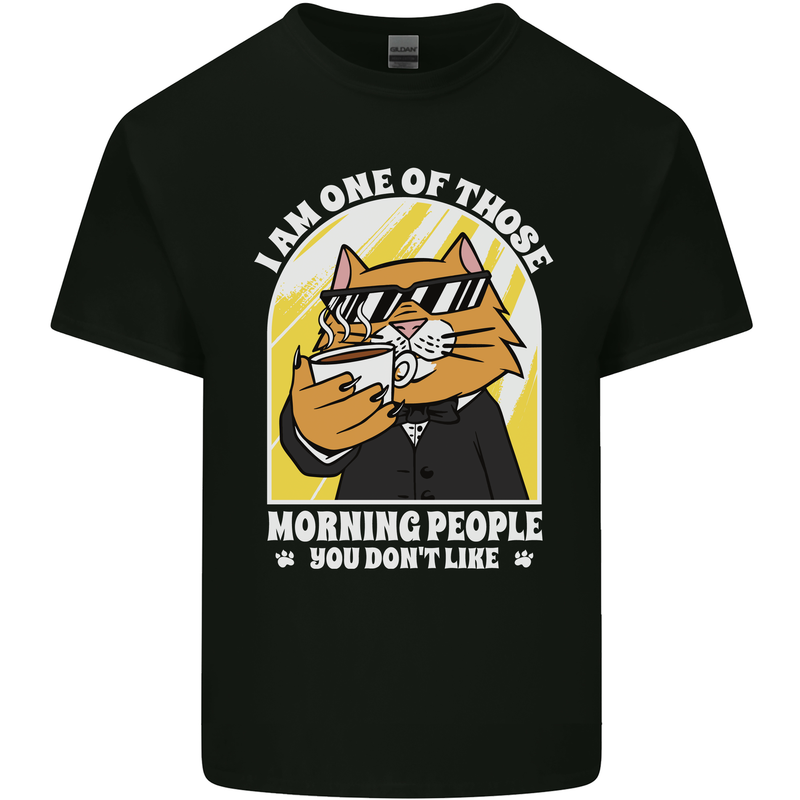 Cats I'm One of Those Morning People Funny Mens Cotton T-Shirt Tee Top Black