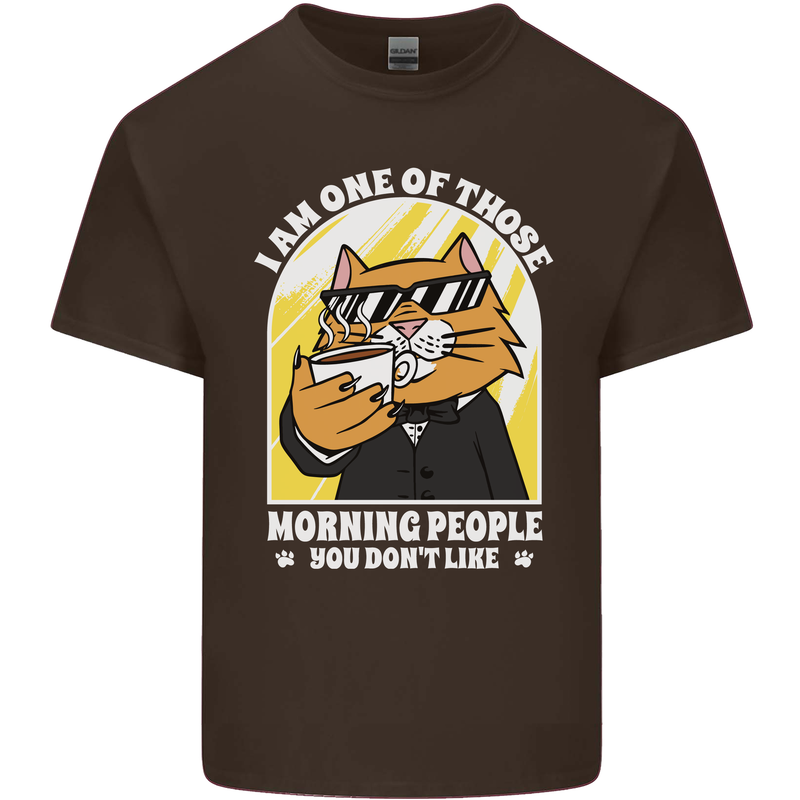 Cats I'm One of Those Morning People Funny Mens Cotton T-Shirt Tee Top Dark Chocolate